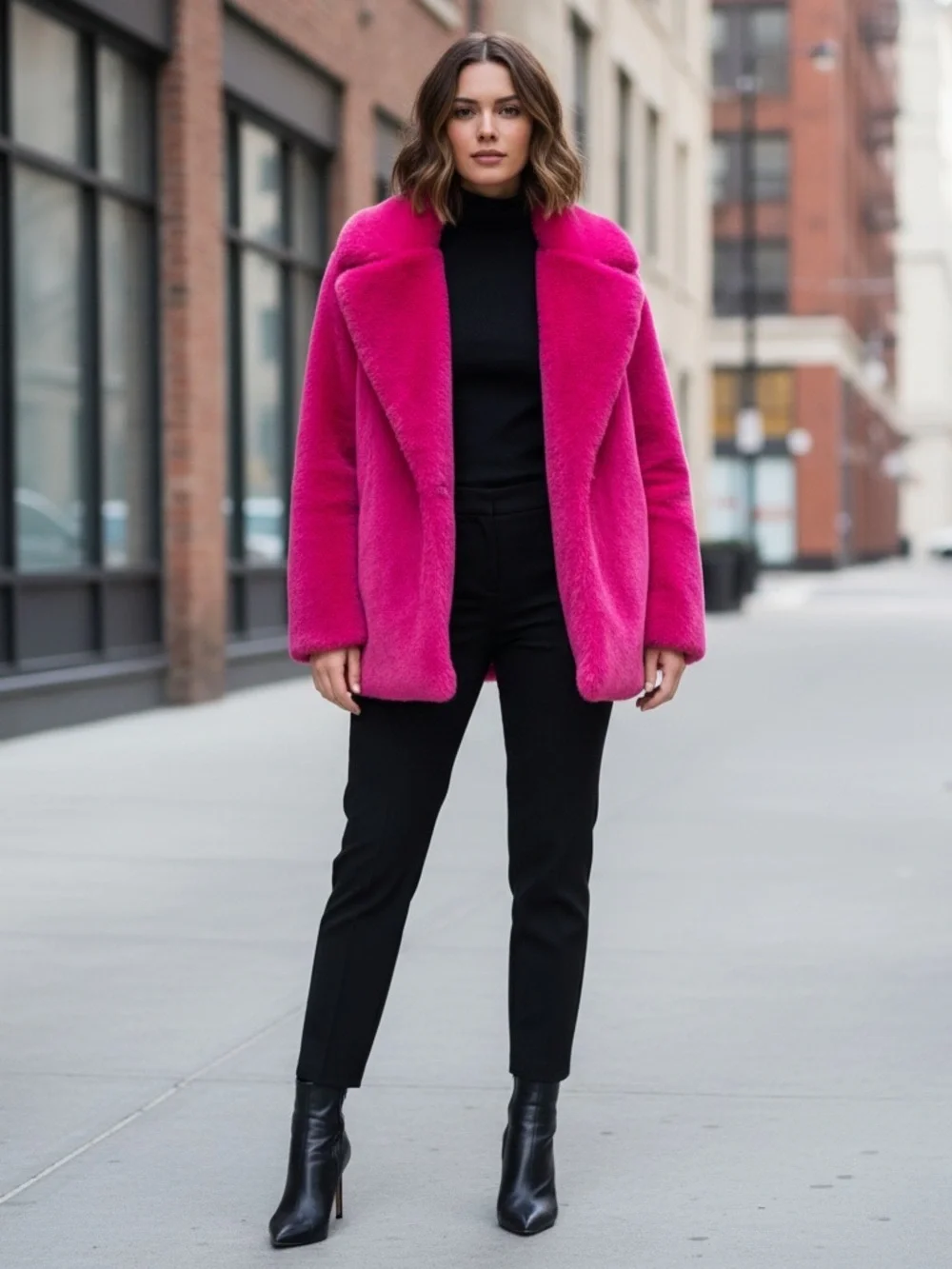 House of Harlow 1960 Fuchsia Faux Fur Coat Jacket Size M - Picture 2 of 11
